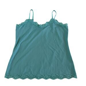 Fashion Bug Teal Lace Trim Cami Tank Y2K 2000s